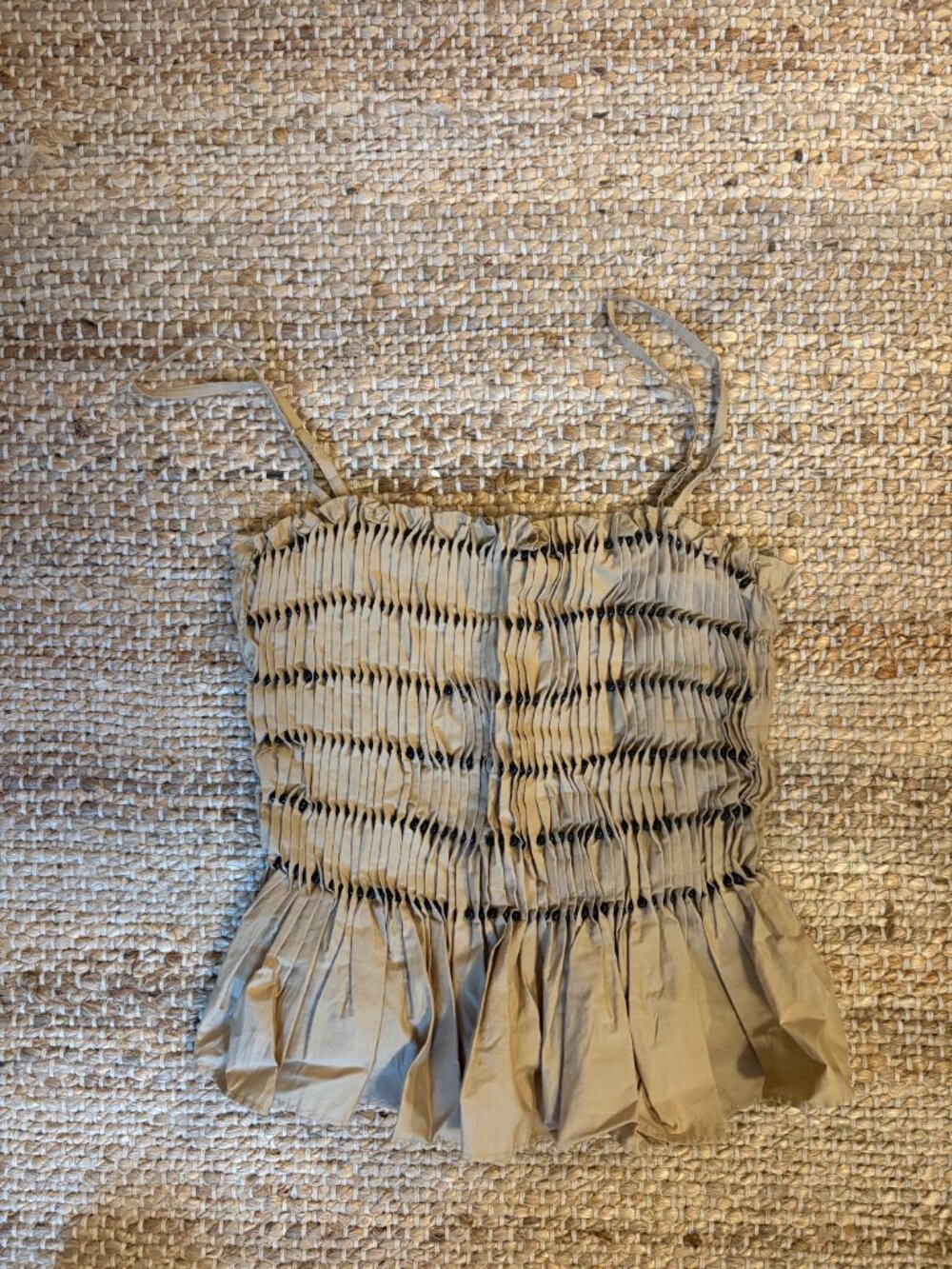 Zara Beaded Poplin Top Taupe Brown - Picture 2 of 3